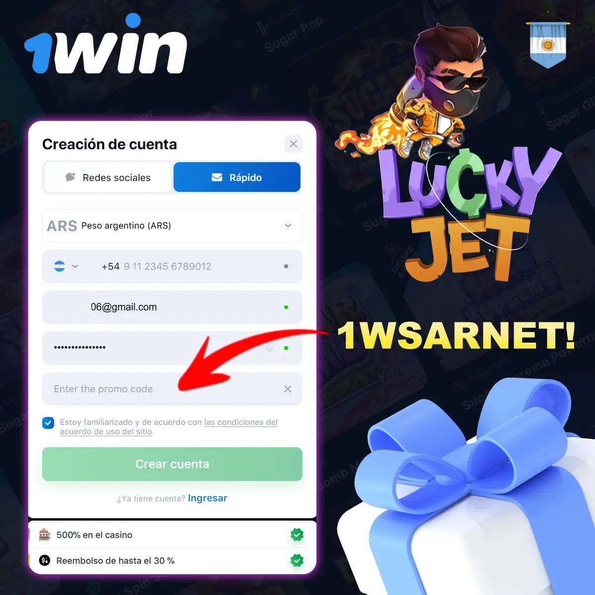 Code bonus 1Win Lucky Jet